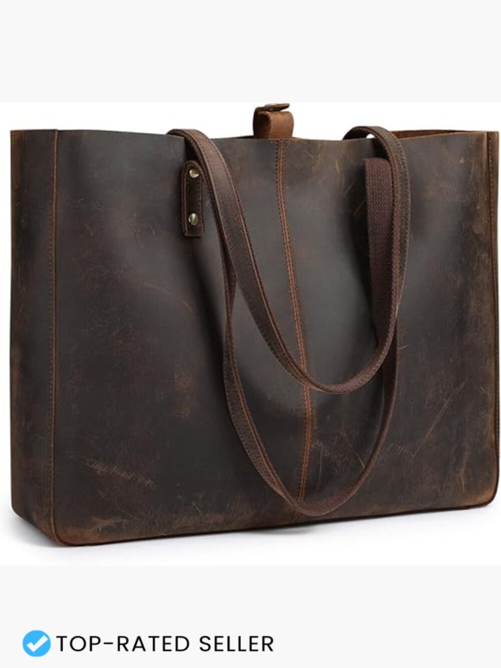 Genuine Leather Tote Bag Large Work Shoulder Purse Vintage Laptop